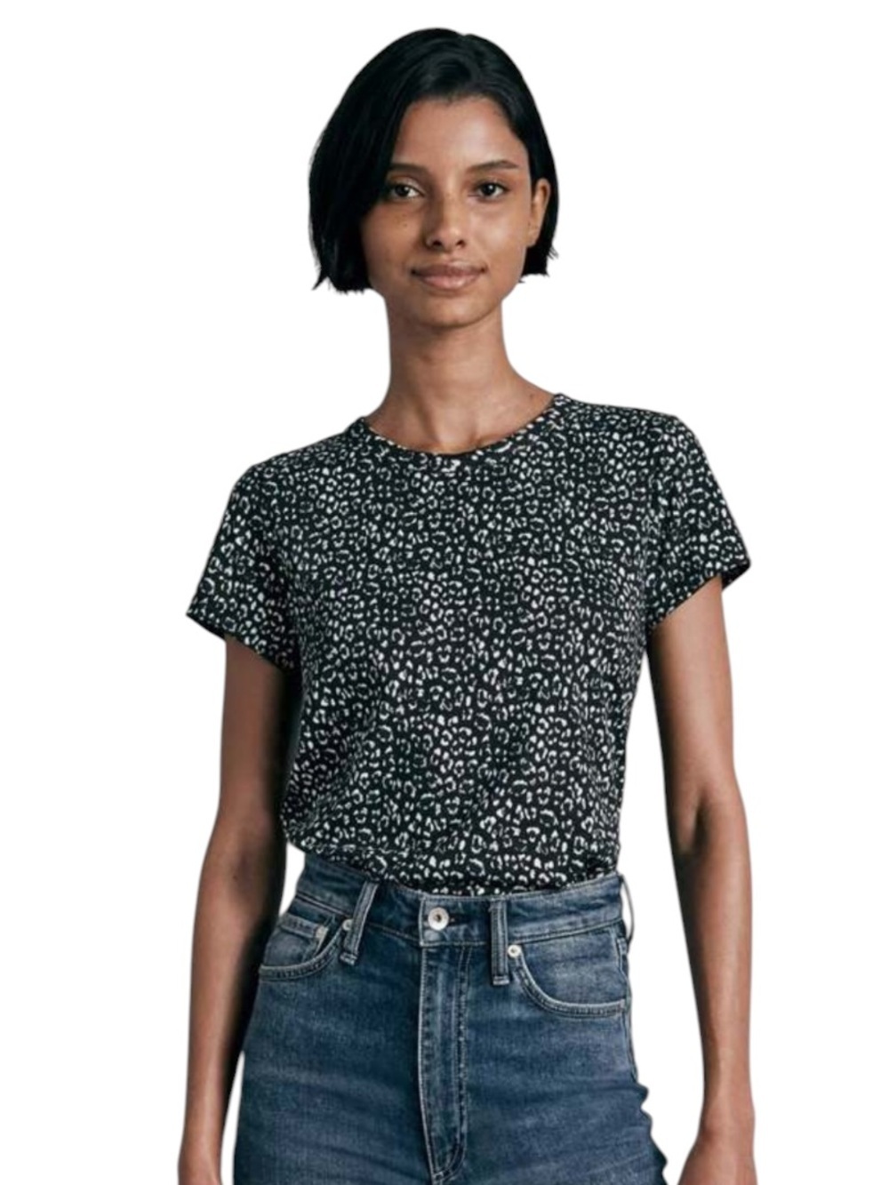 Rag and Bone All Over Leopard-Print Short-Sleeved T-shirt Size Large